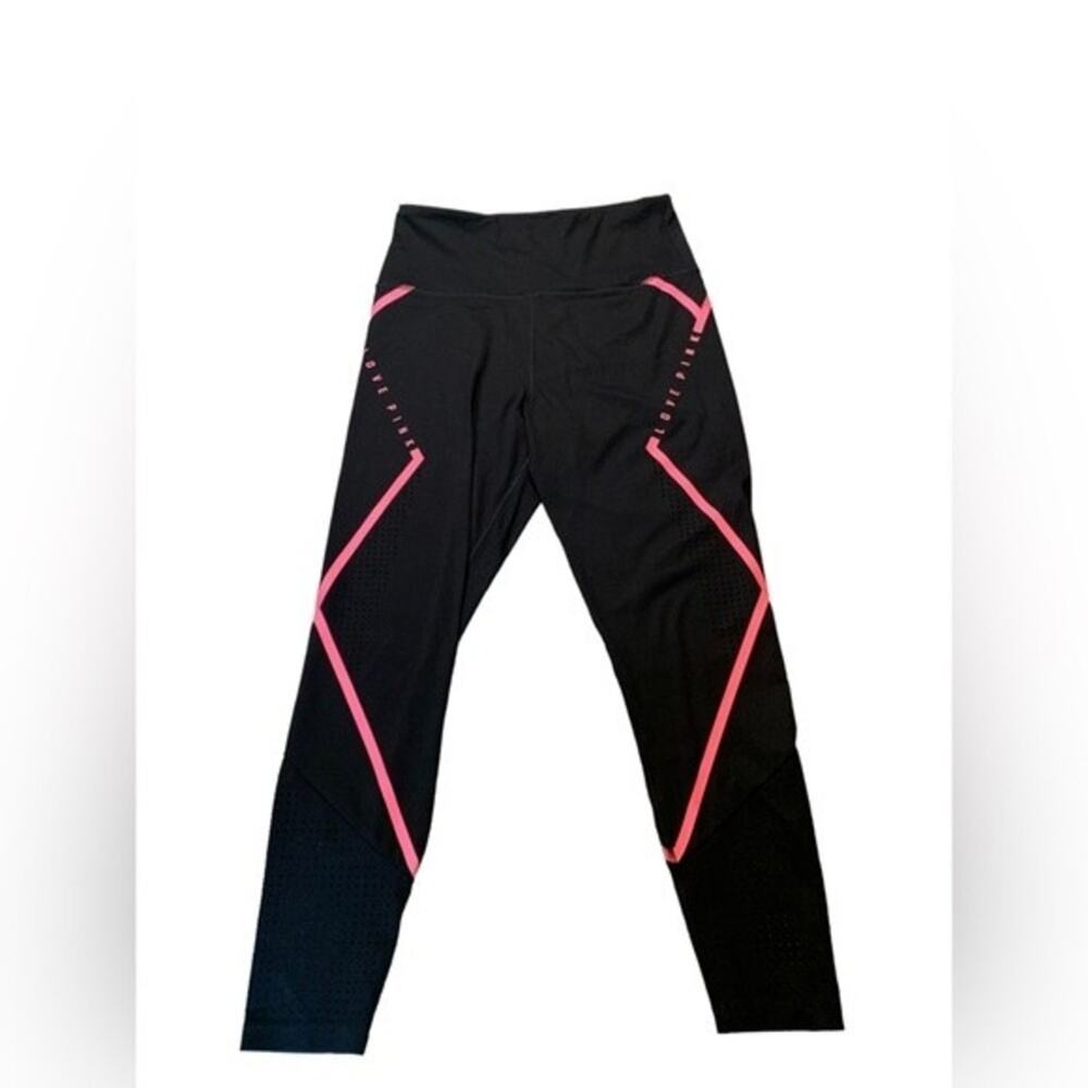 PINK Victoria's Secret Ultimate High Waisted Ankle Leggings Black Pink Medium
